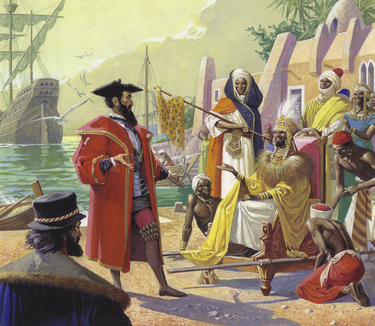 Vasco de Gama (1469-1524) (gouache on paper) door Severino Baraldi