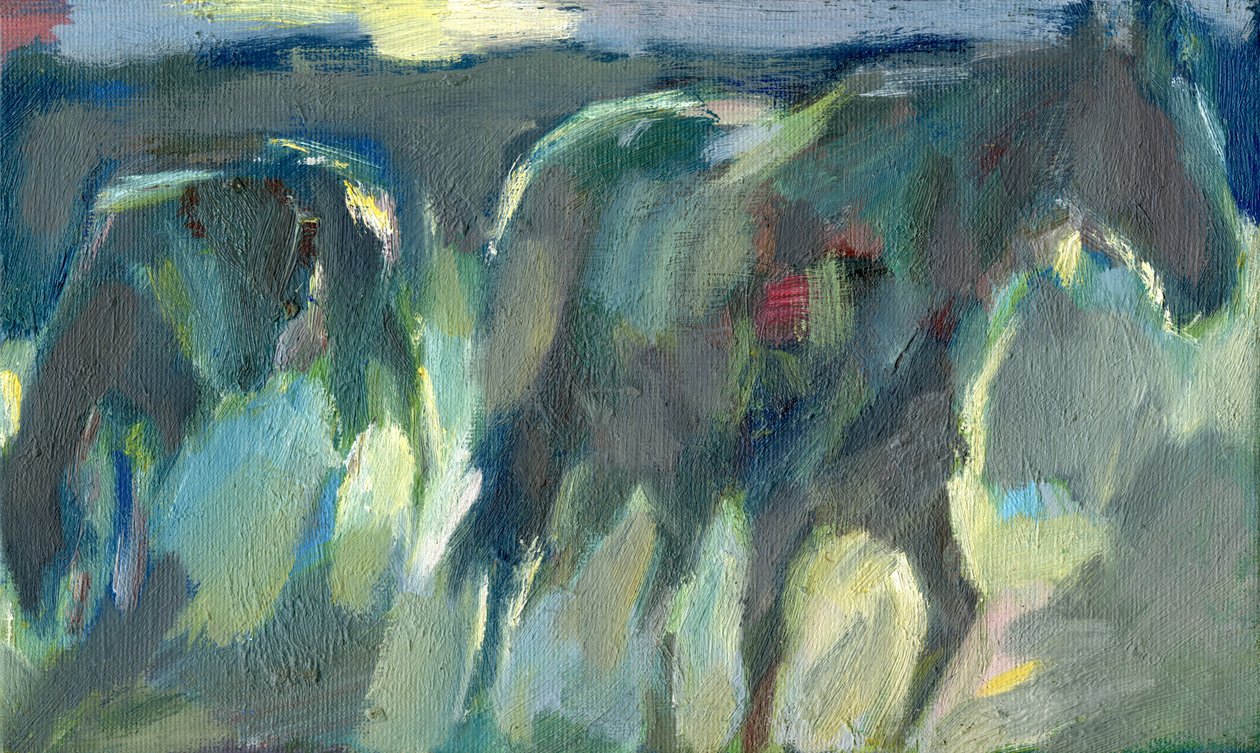 Paardenavond, 2024 (olieverf op board) door Shaun Carey