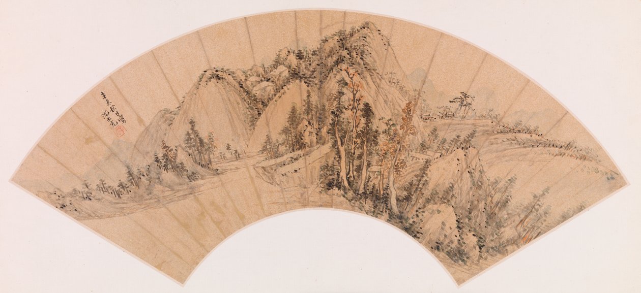 Waaier–Berglandschap door Shen Shichong