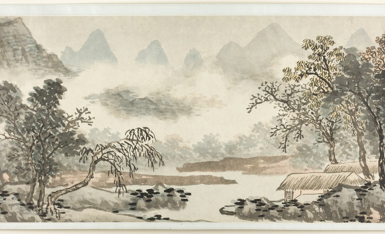 Wolken boven de rivier voor de regen 溪雲欲雨圖 door Shen Zhou