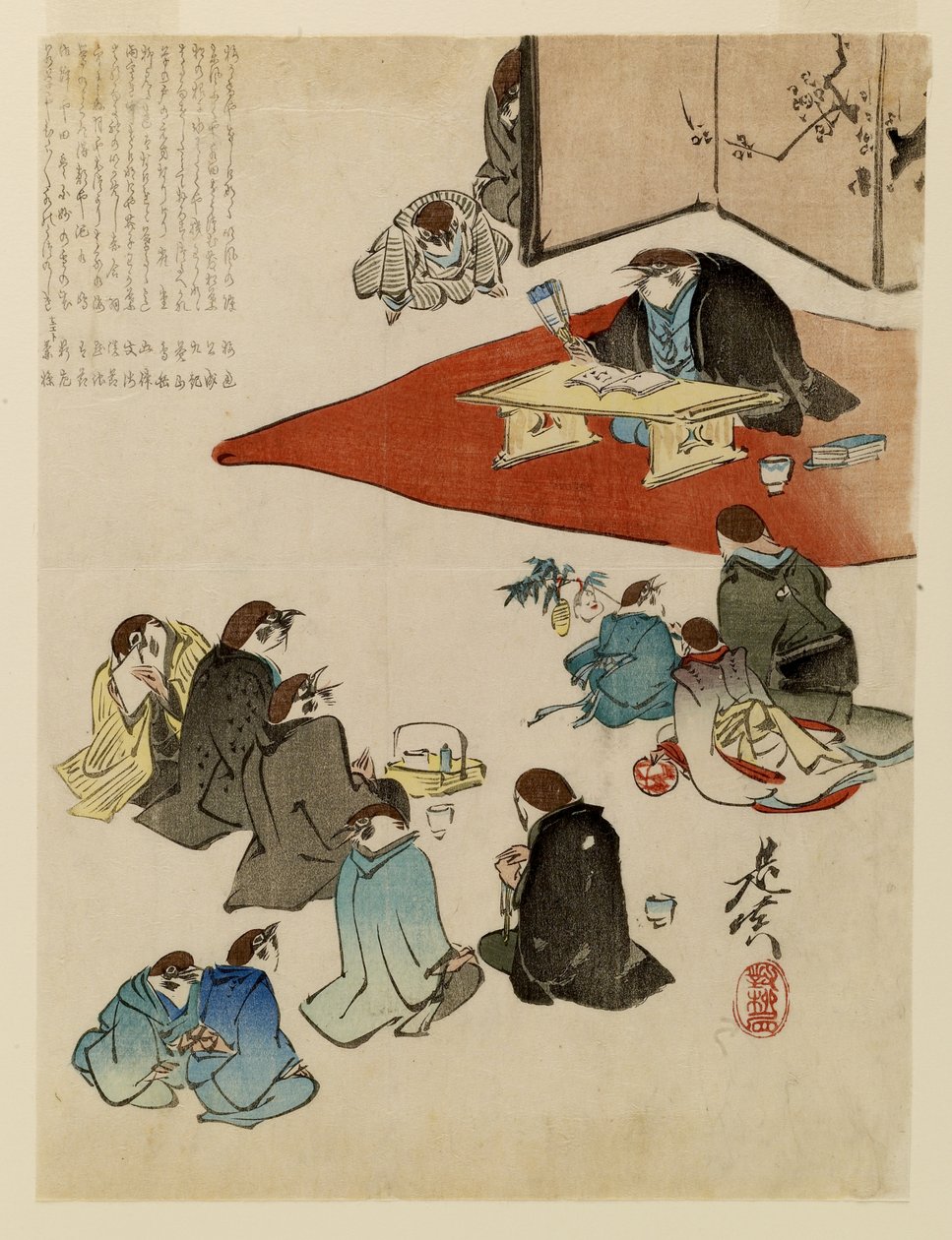 Een poëzielezing door Shibata Zeshin