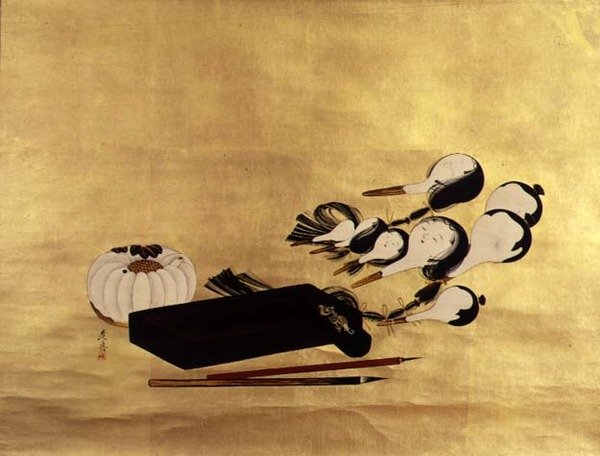 Inro, borstels en poppenhoofden, Japans door Shibata Zeshin