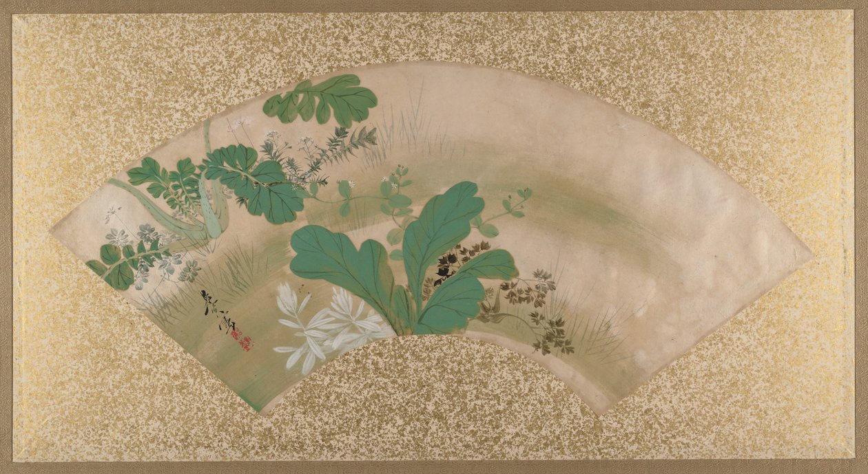 Verschillende planten en gras, eind 19e eeuw door Shibata Zeshin