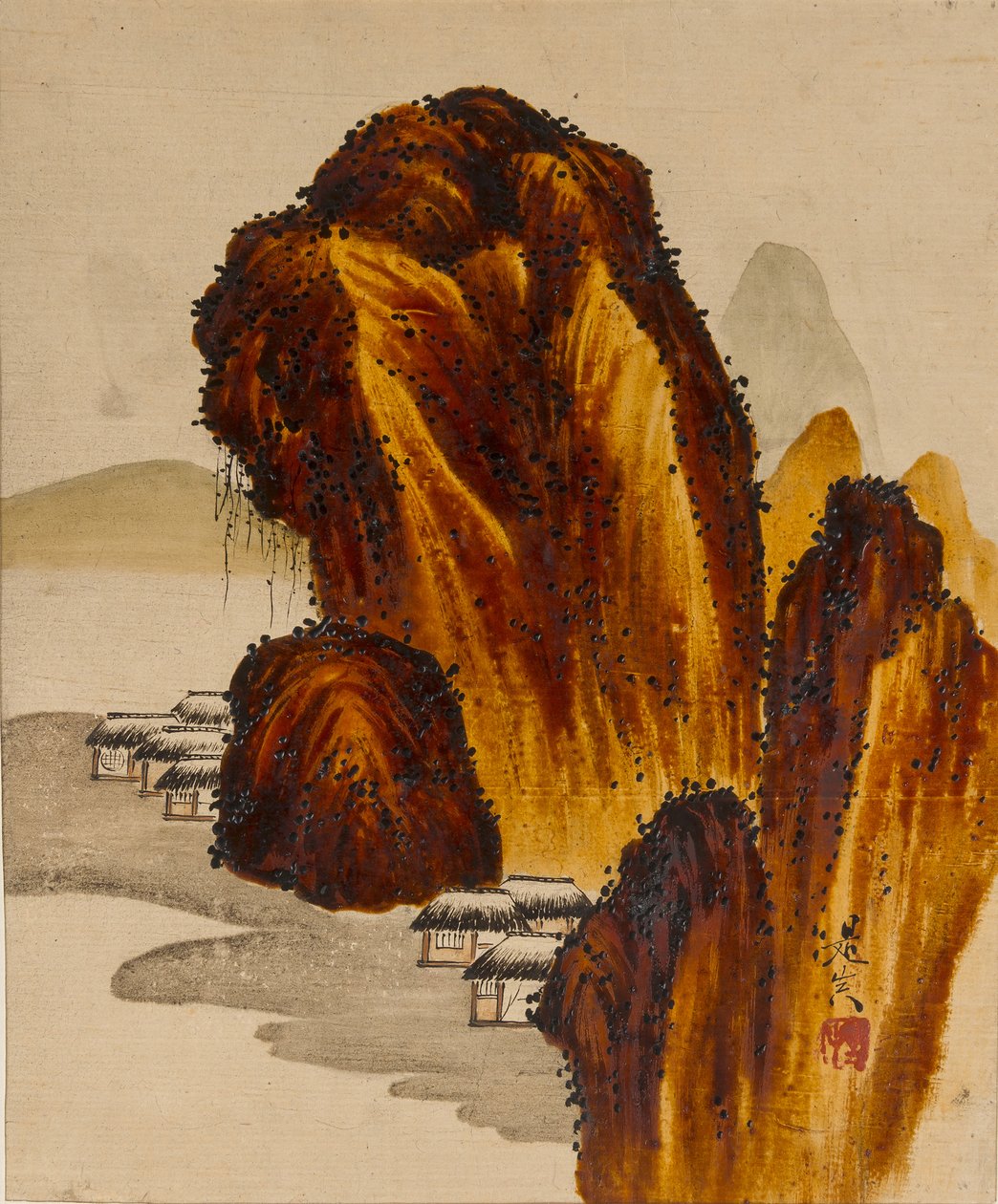 Dorp tussen Rotsen door Shibata Zeshin
