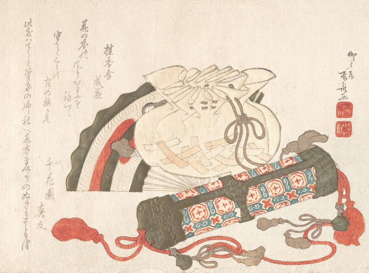 Waaier, tas en wierookbuis door Shinsai
