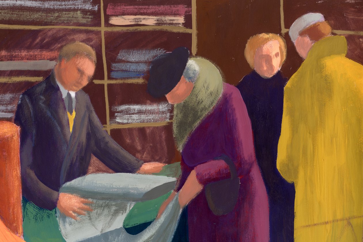 Textielwinkel, 1951 door Shirley Markham