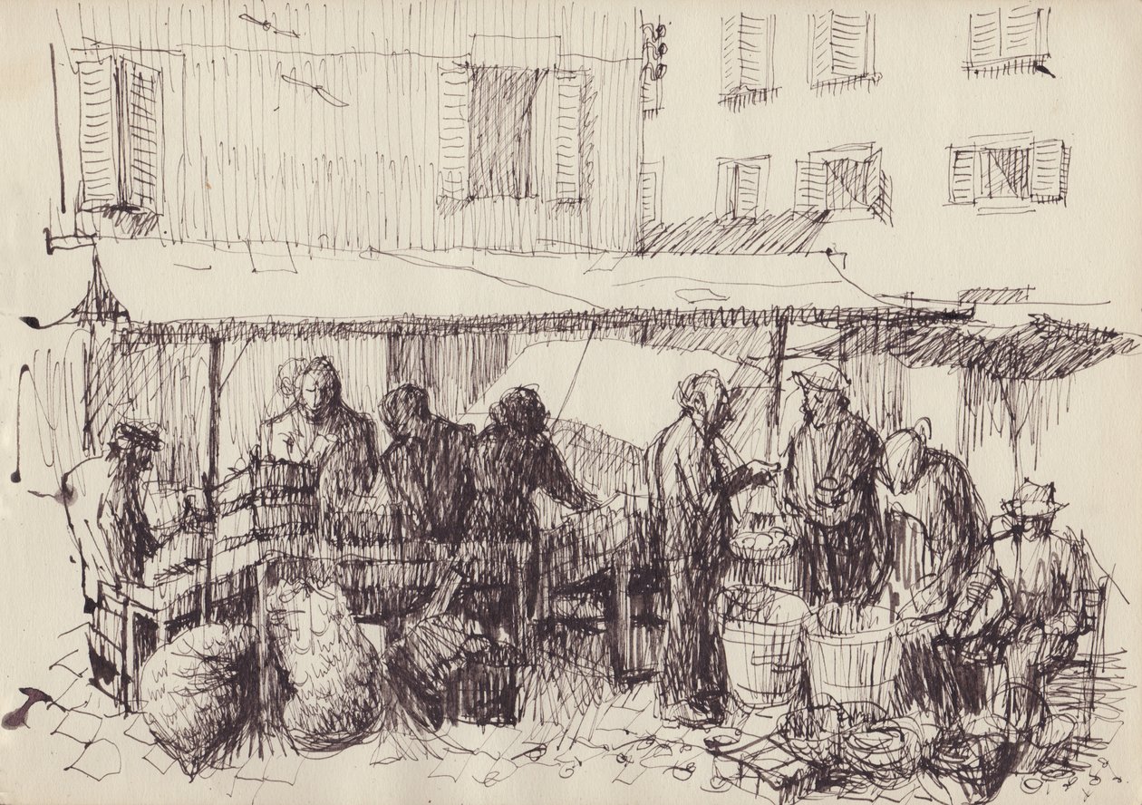 Marktscène, Italië, ca. 1950 door Shirley Markham