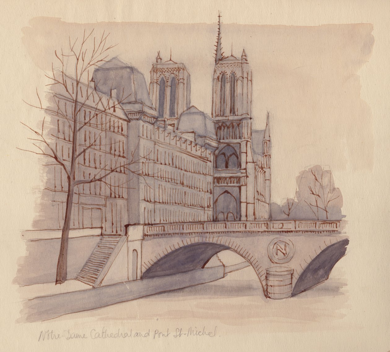 Notre Dame-kathedraal en Pont St-Michel door Shirley Markham