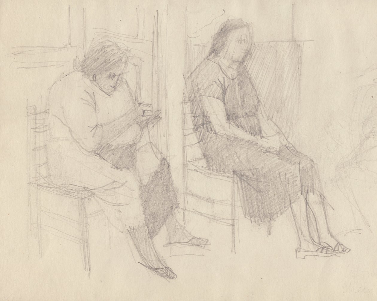 Oude vrouwen breien door Shirley Markham