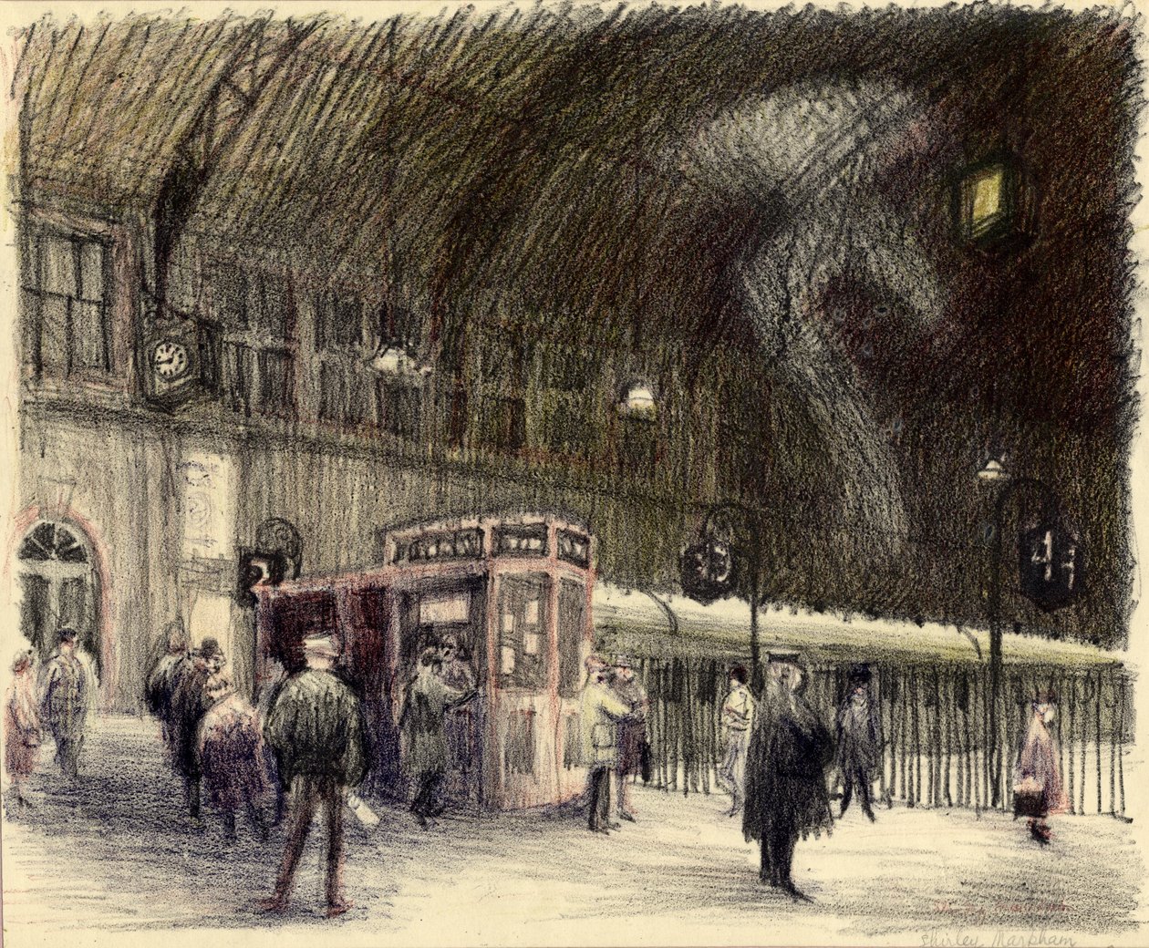 Treinstation, 1951 door Shirley Markham