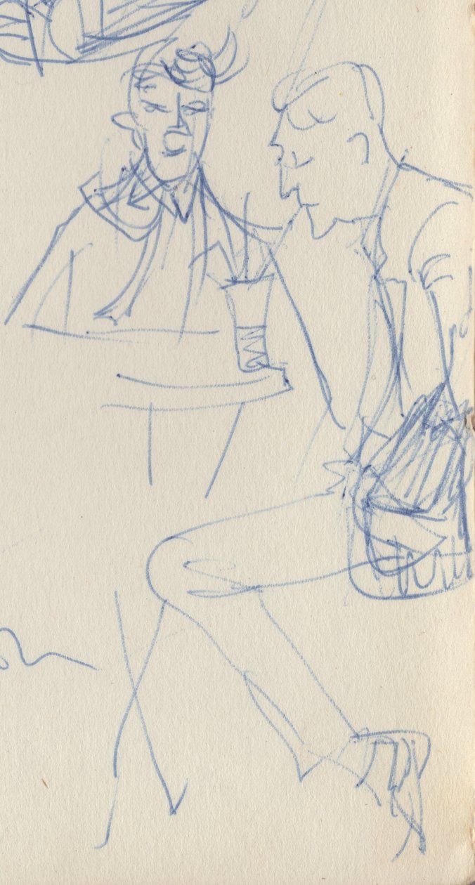 Twee mannen aan een cafétafel, ca. 1950 door Shirley Markham