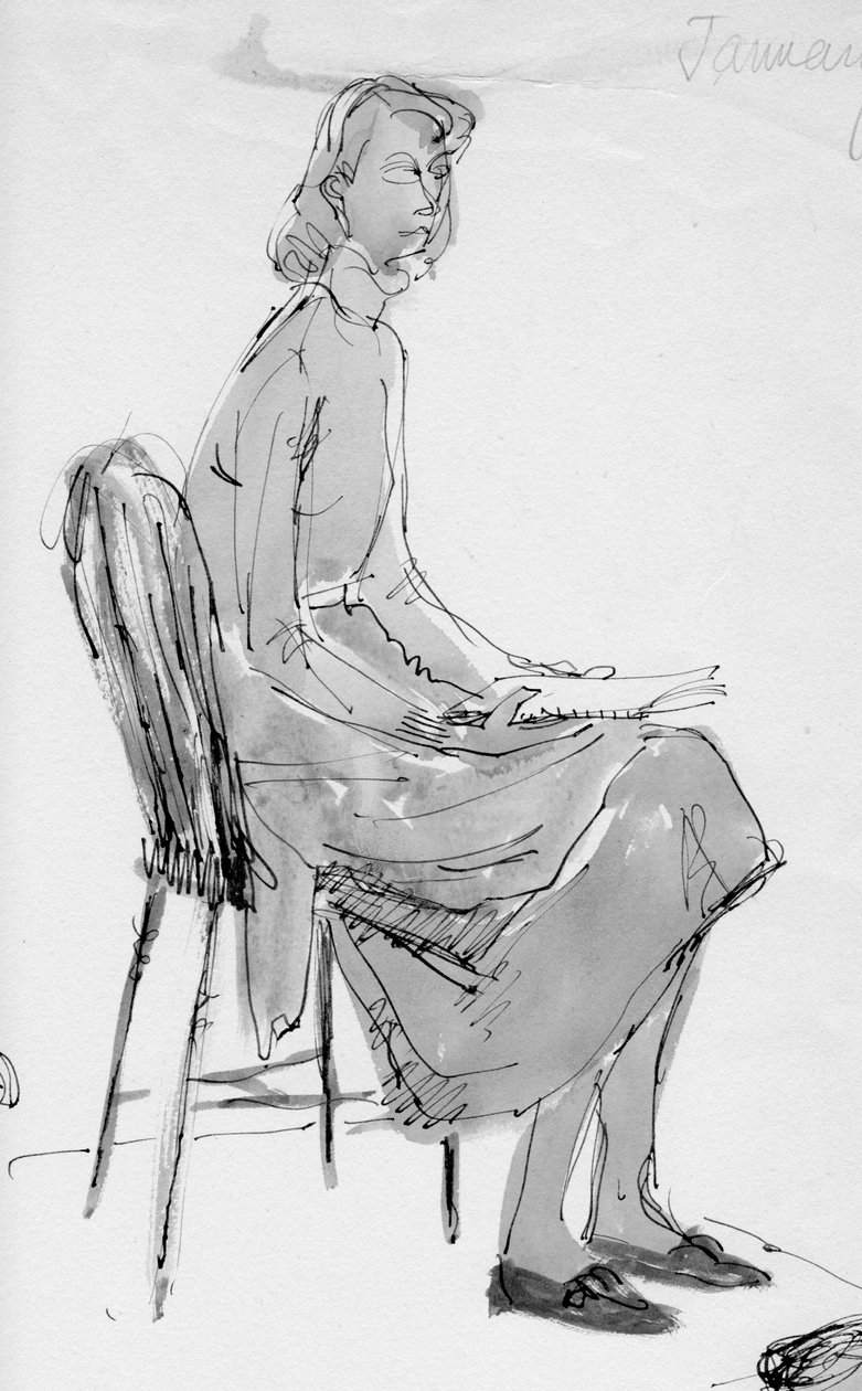 Vrouw zittend op een stoel, ca. 1950 door Shirley Markham