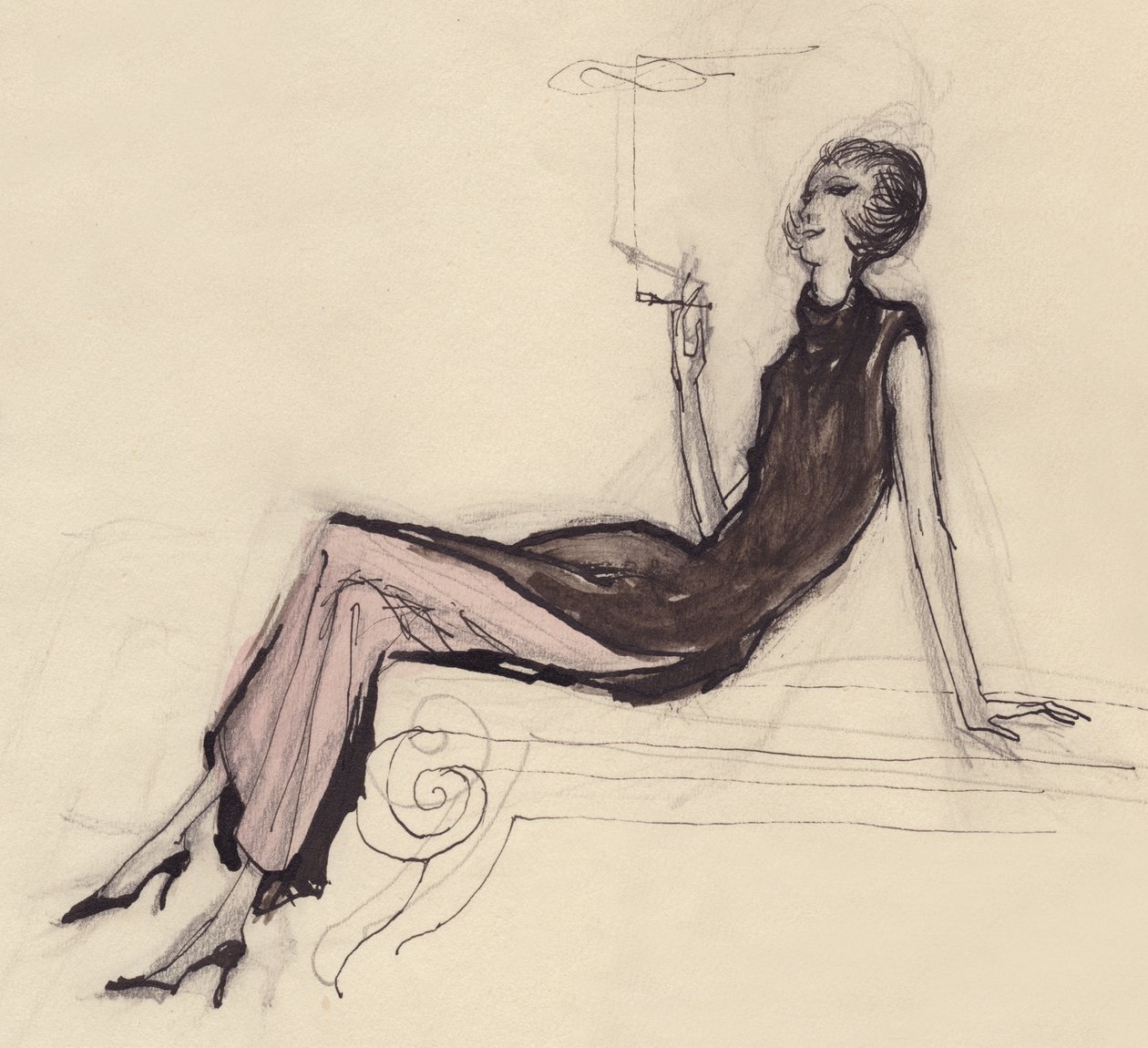 Vrouw die rookt, ca. 1950 door Shirley Markham