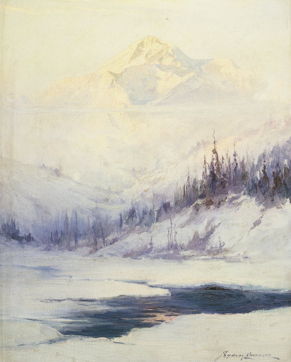 Winterochtend, Mount McKinley, Alaska door Sidney Laurence