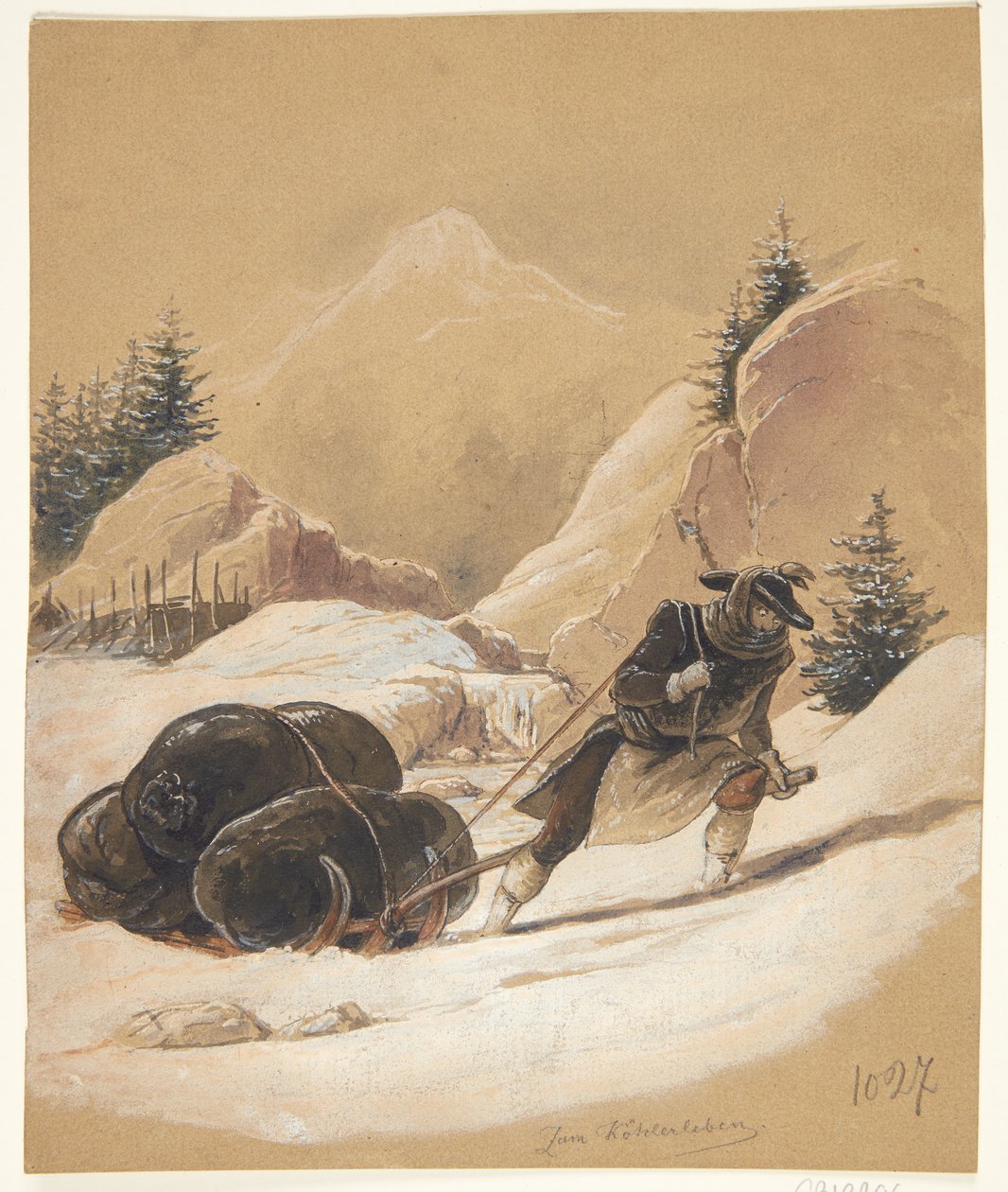 Man met slee door Sigmund Ferdinand Ritter von Perger