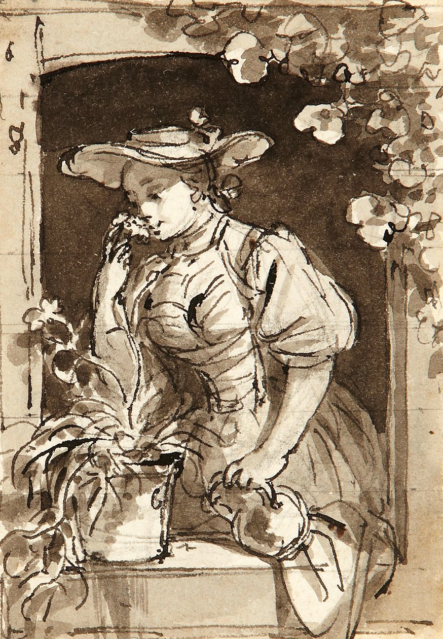 Meisje in traditionele Bernse klederdracht. door Sigmund Freudenberger
