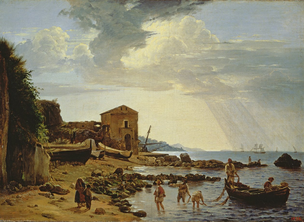 Het Strand van Sorrento met Uitzicht op het Eiland Capri door Silvestr Fedosievich Shchedrin