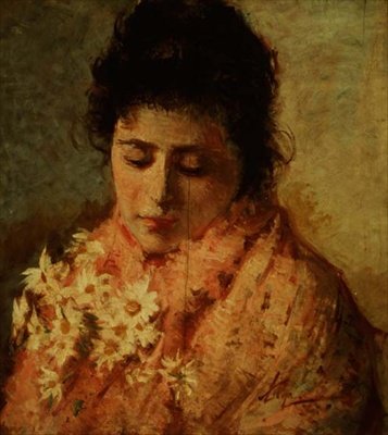Portret van een vrouw door Silvestro Lega