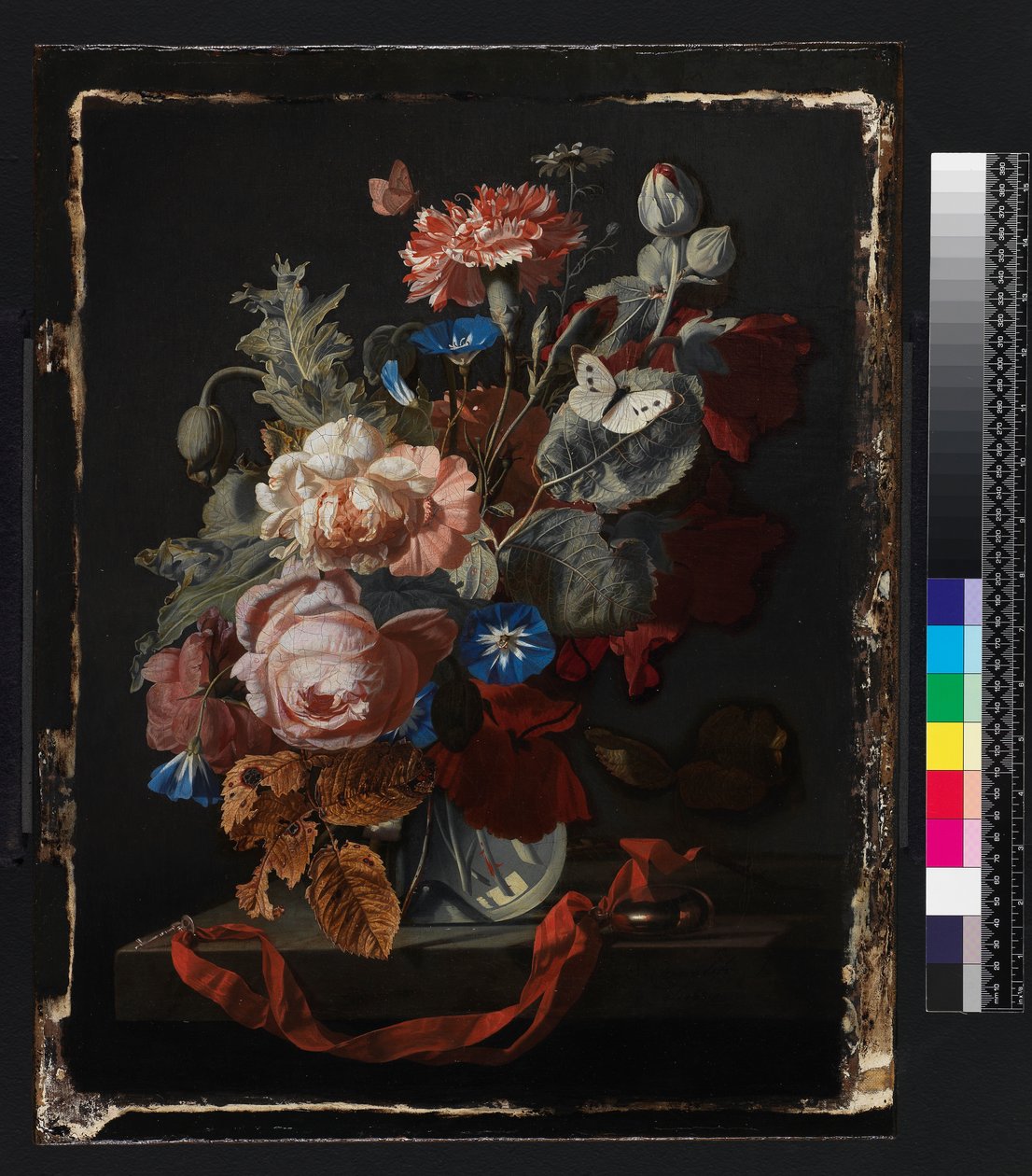 Vaas met bloemen, 1669 door Simon Peeterz Verelst
