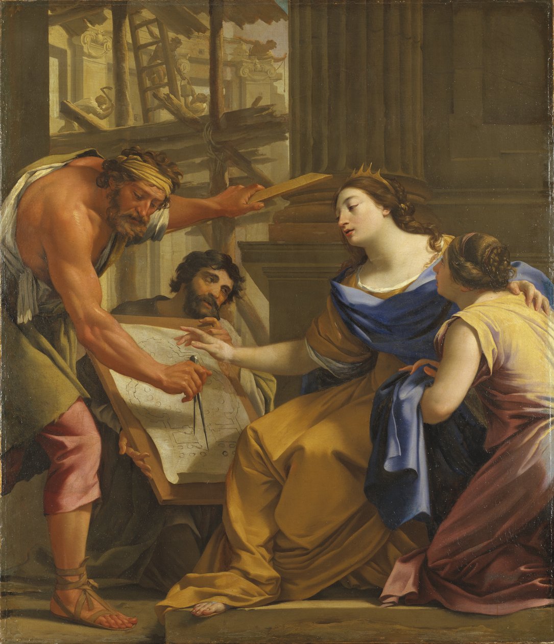 Artemisia bouwt het Mausoleum, ca. 1640 door Simon Vouet
