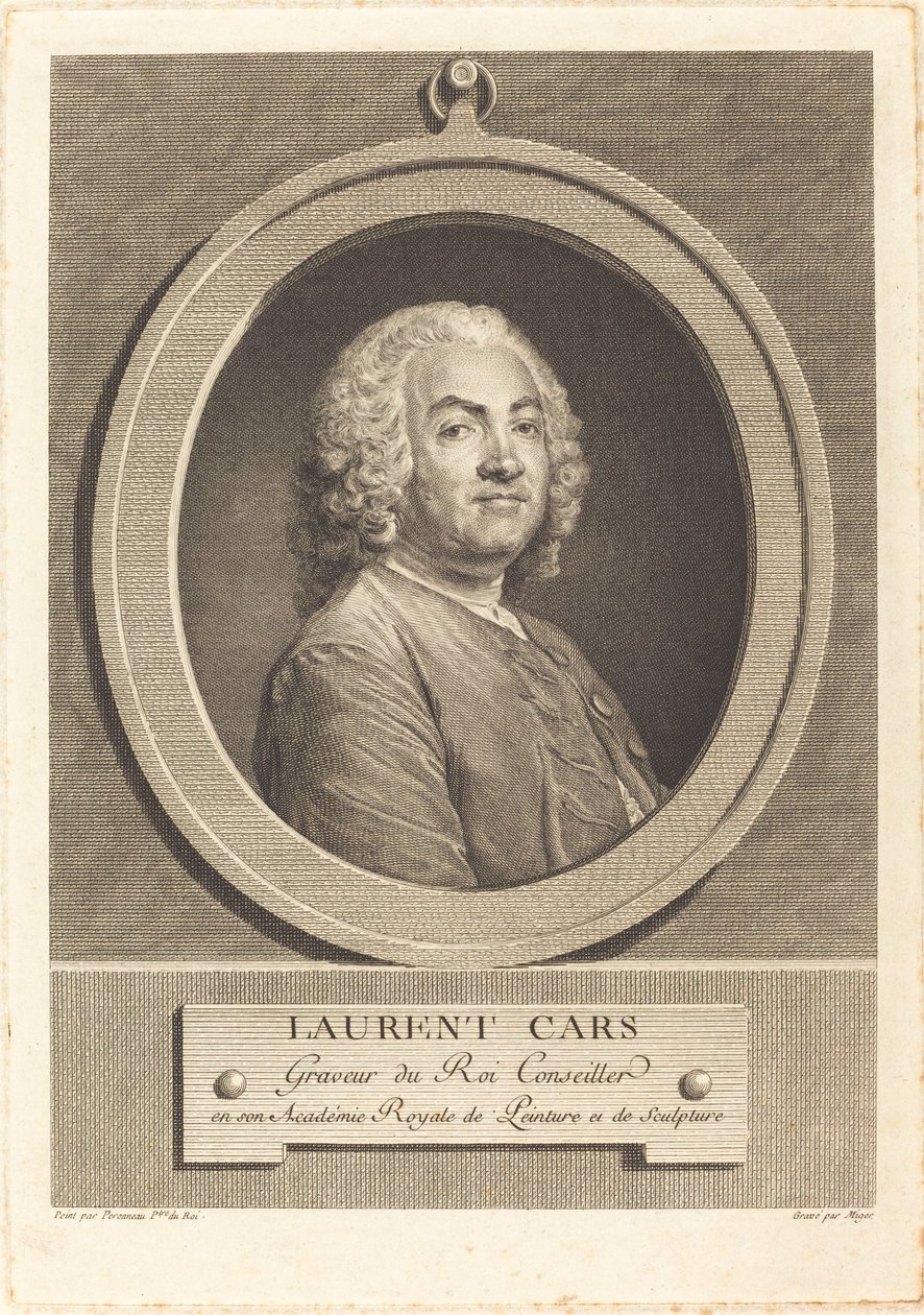 Laurent Cars door Simon Charles Miger after Jean Baptiste Perronneau