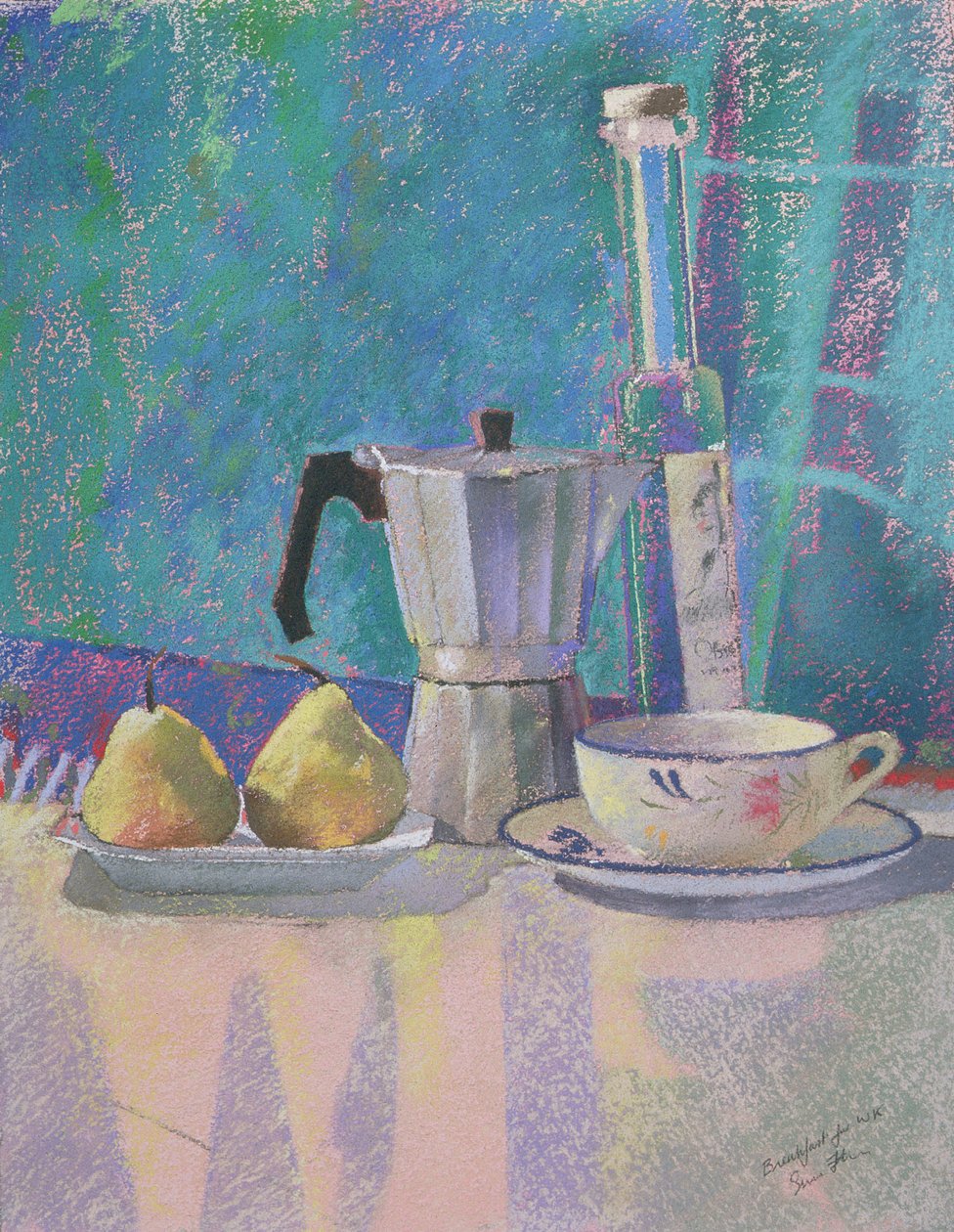 Ontbijt voor WK (pastel op papier) door Simon Fletcher