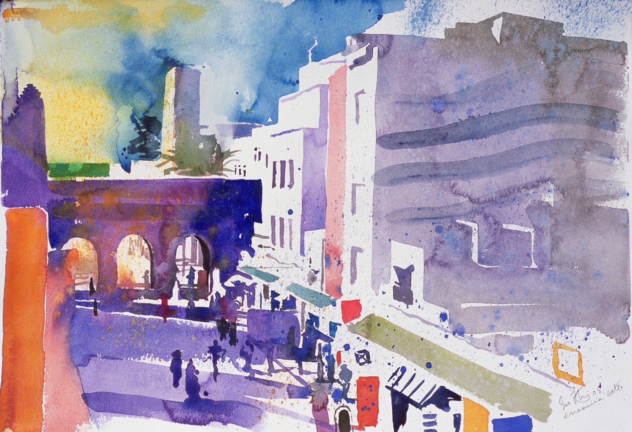 Essaouira Poort (aquarel op papier) door Simon Fletcher
