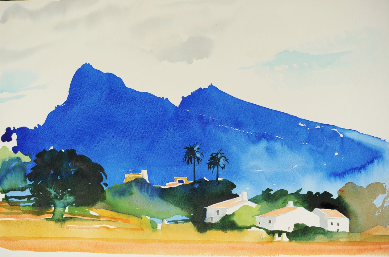 Heuvels van Pollença, 2016 (aquarel) door Simon Fletcher