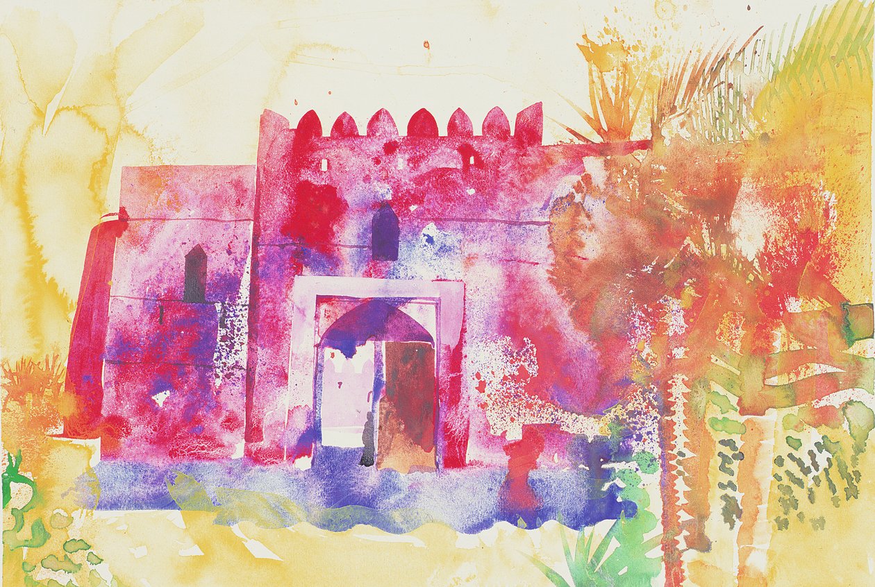 Jabreen muren, Oman, 2005 (aquarel) door Simon Fletcher