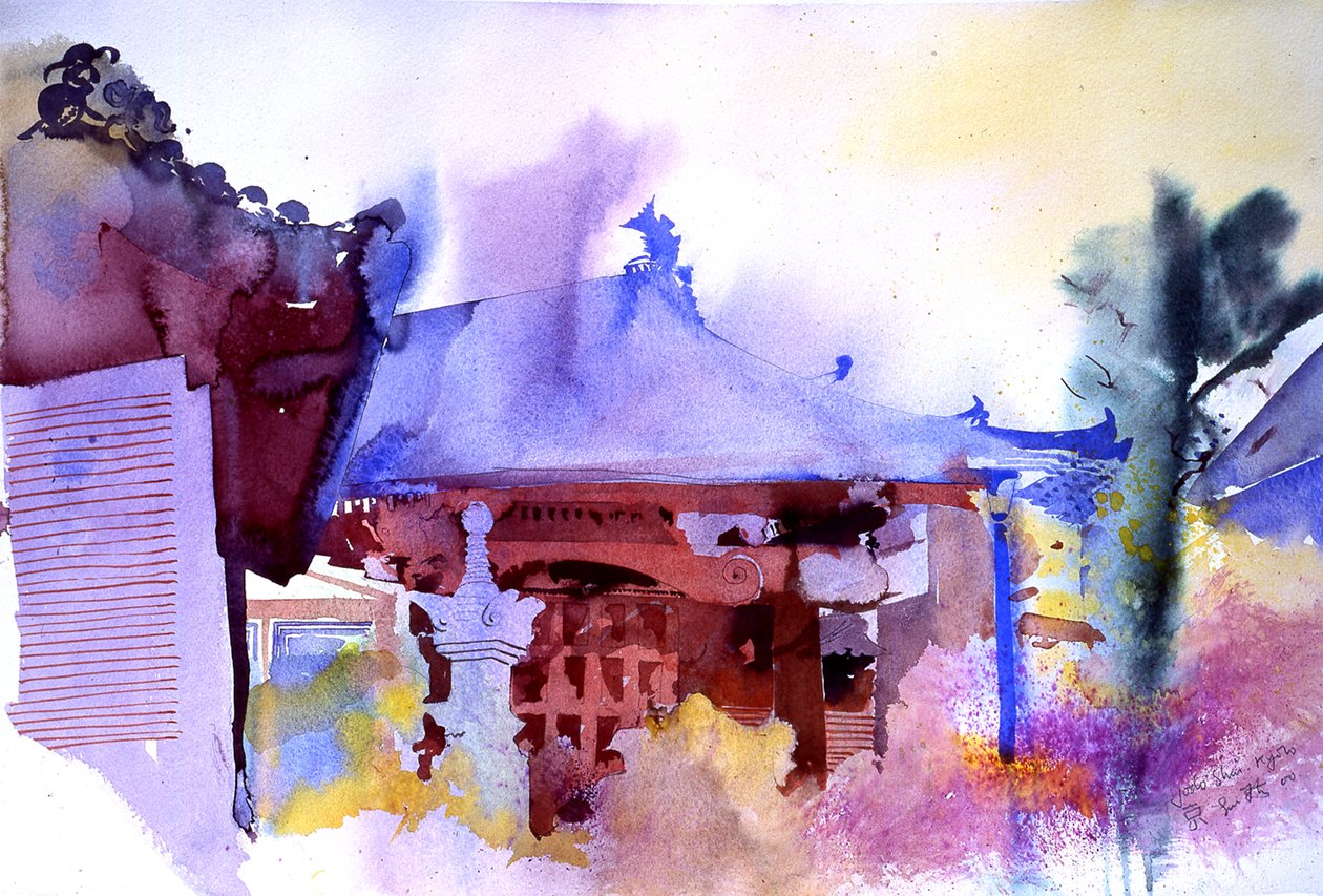 Jodo Shai Kyoto, 2000 (aquarel) door Simon Fletcher