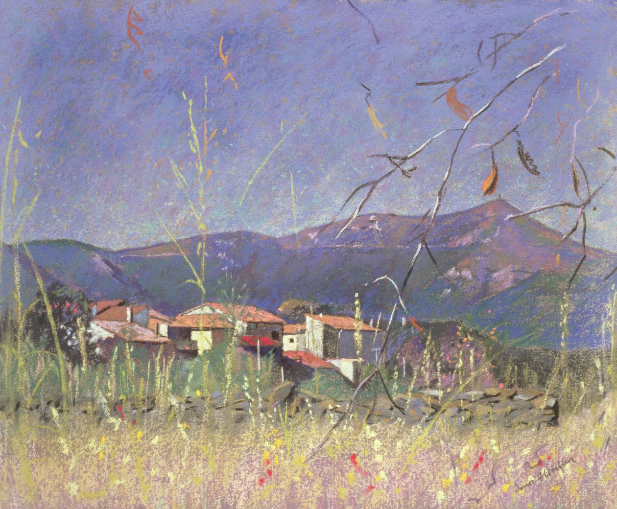 Landschap (pastel op papier) door Simon Fletcher