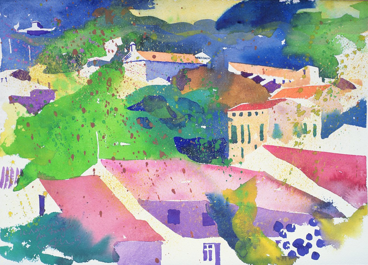 De druiven van Faugeres, 2003 Frankrijk (aquarel) door Simon Fletcher