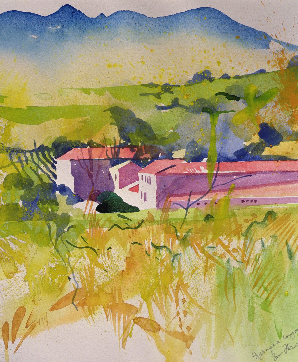 Paysage a Coujan, 2004 (aquarel) door Simon Fletcher