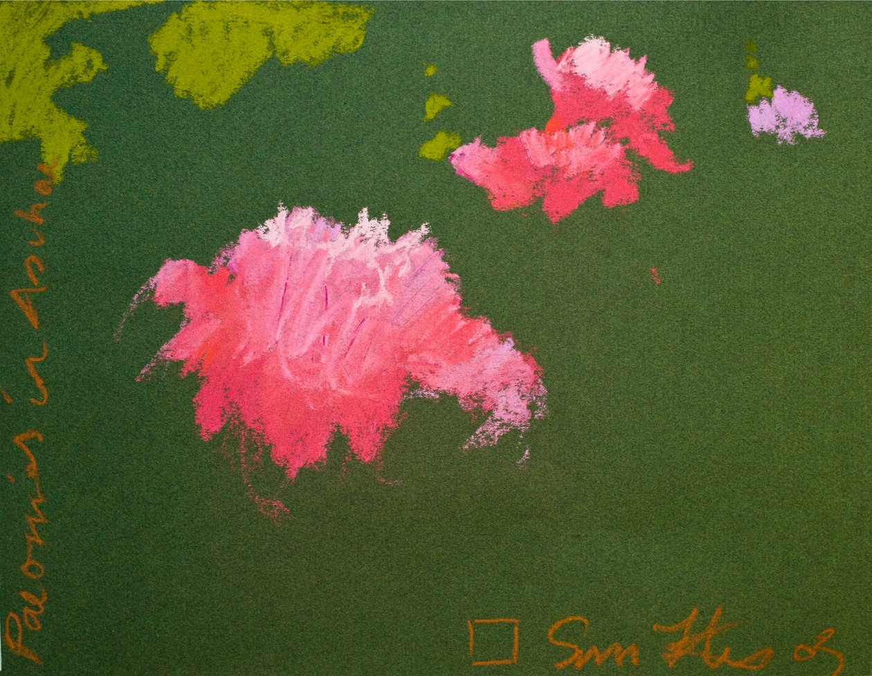 Pioenen in Aschau (pastel op papier) door Simon Fletcher