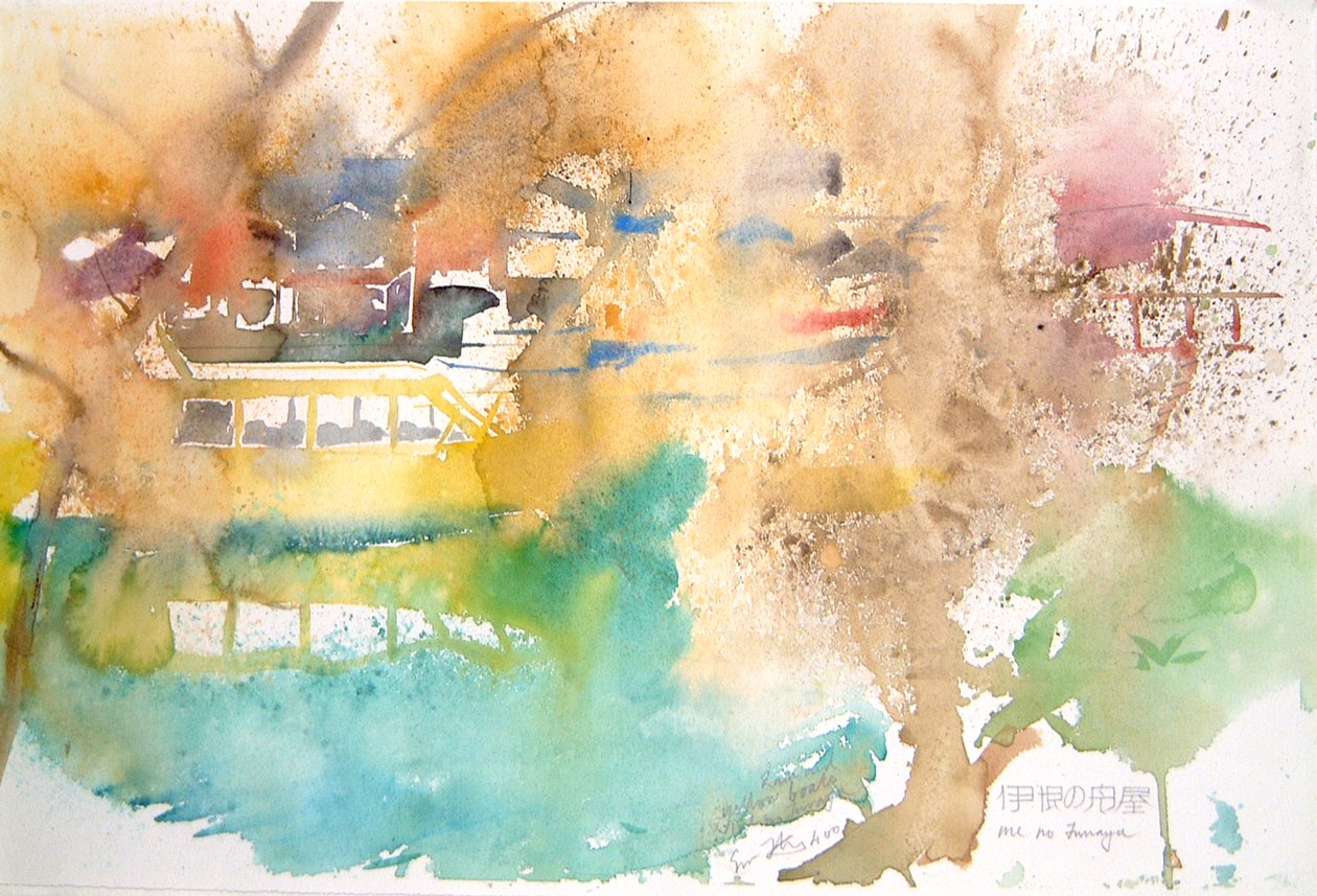 Regen en gele boten, 2000 (aquarel) door Simon Fletcher