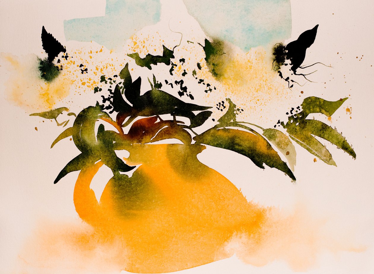 Gele kan, 2016 (aquarel) door Simon Fletcher