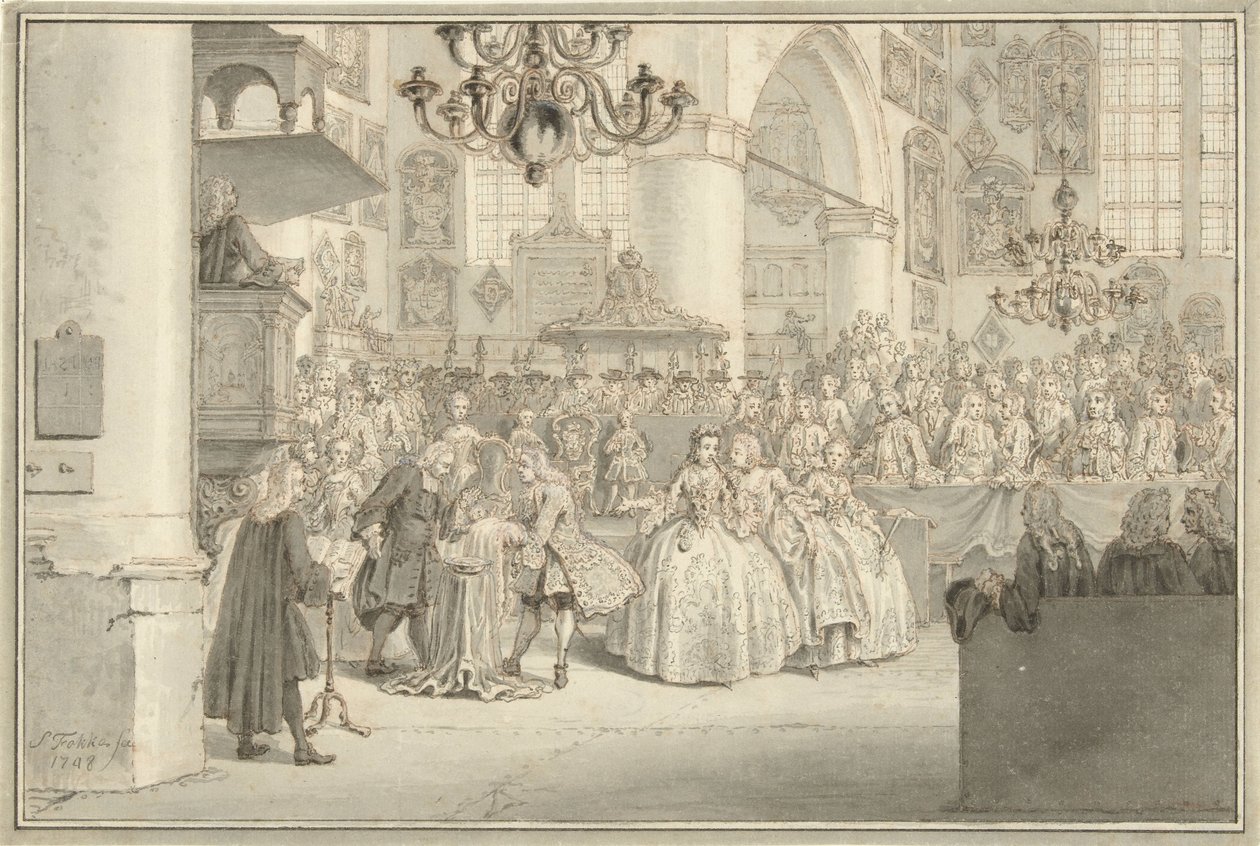 Doop van prins Willem V, 1748 door Simon Fokke