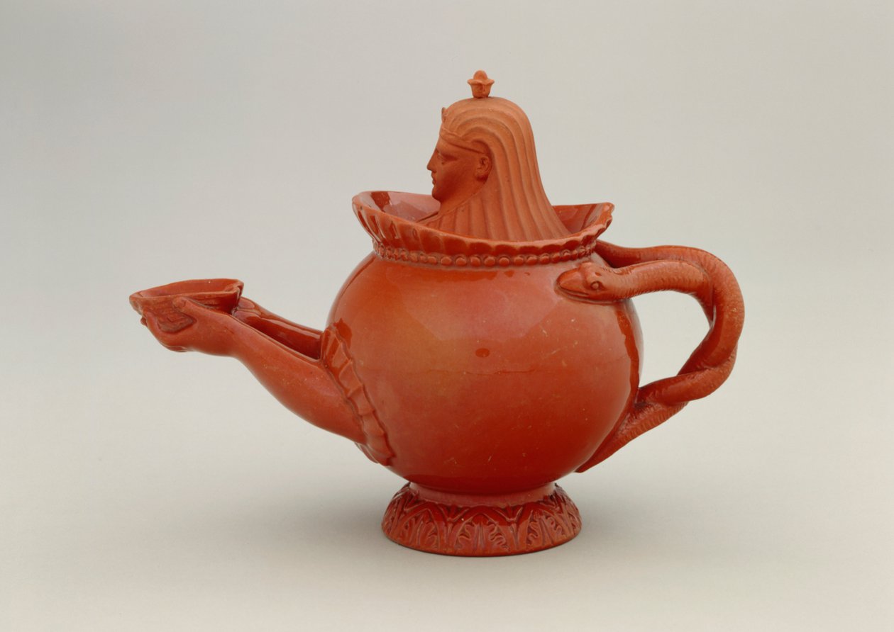 Theepot met Egyptisch thema door Simon Henrich Steitz