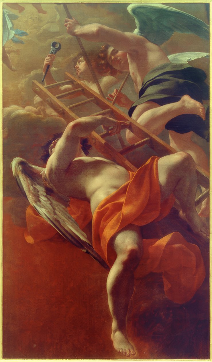 Engel met de werktuigen van de Passie door Simon Vouet