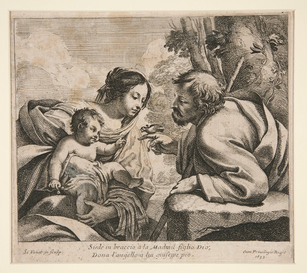 Heilige Familie met een Vogel door Simon Vouet