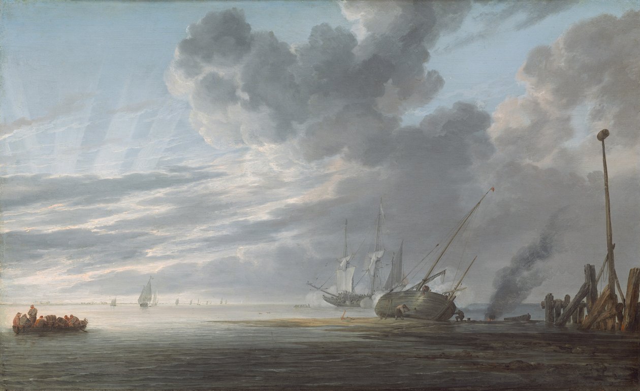 Getijde bij Zonsondergang door Simon de Vlieger