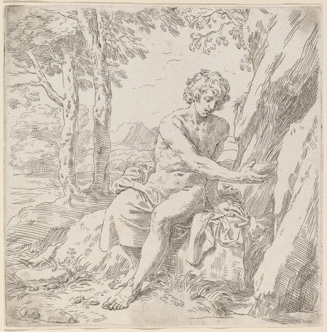 Sint Johannes de Doper in de Woestijn door Simone Cantarini