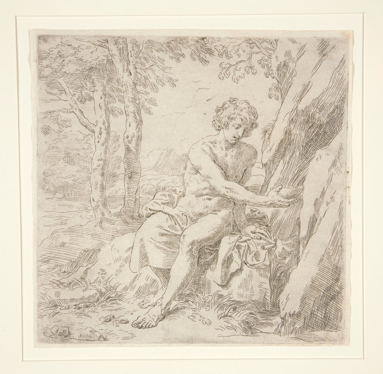 Sint Johannes de Doper in de woestijn door Simone Cantarini