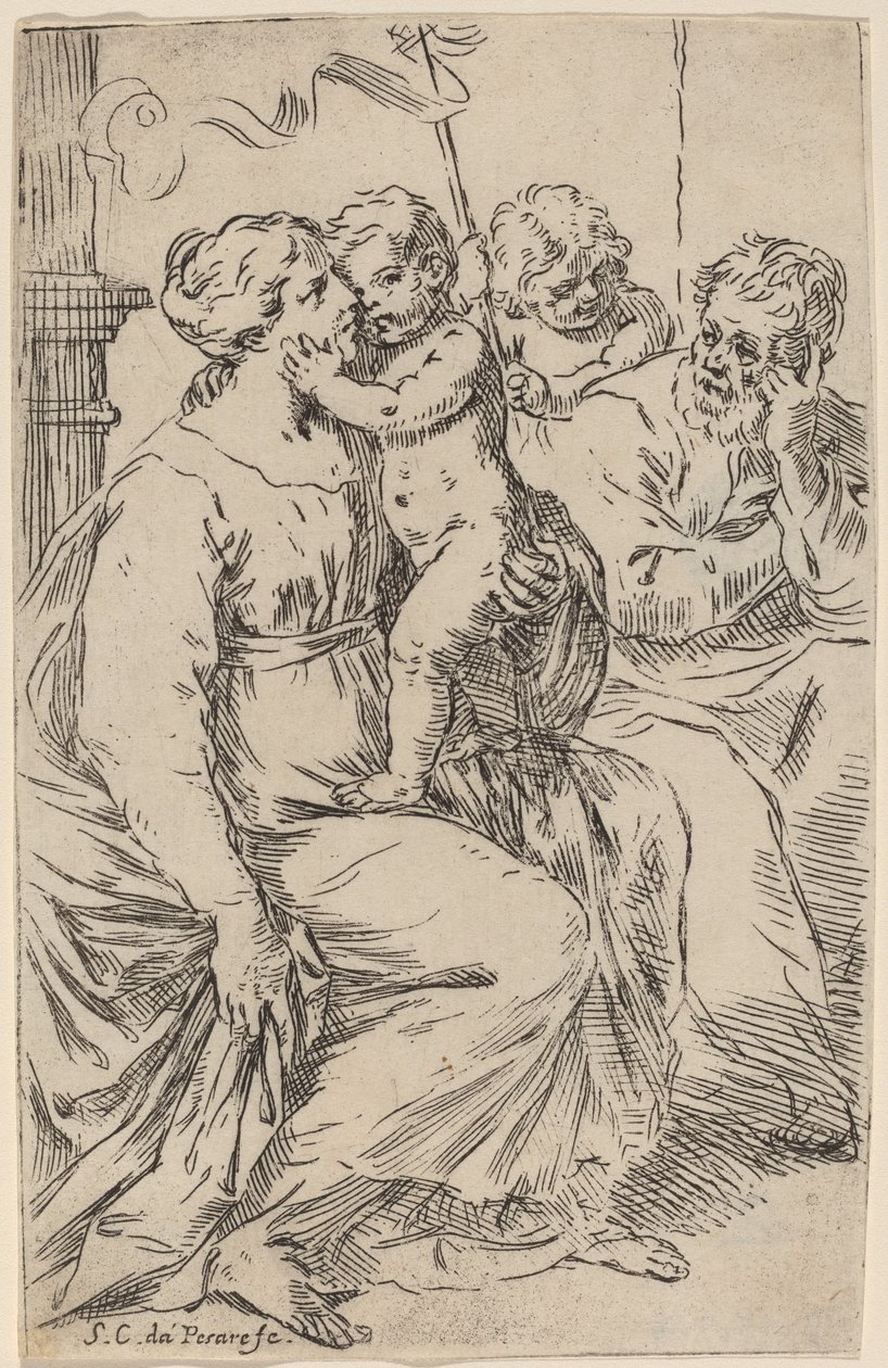 De Heilige Familie door Simone Cantarini