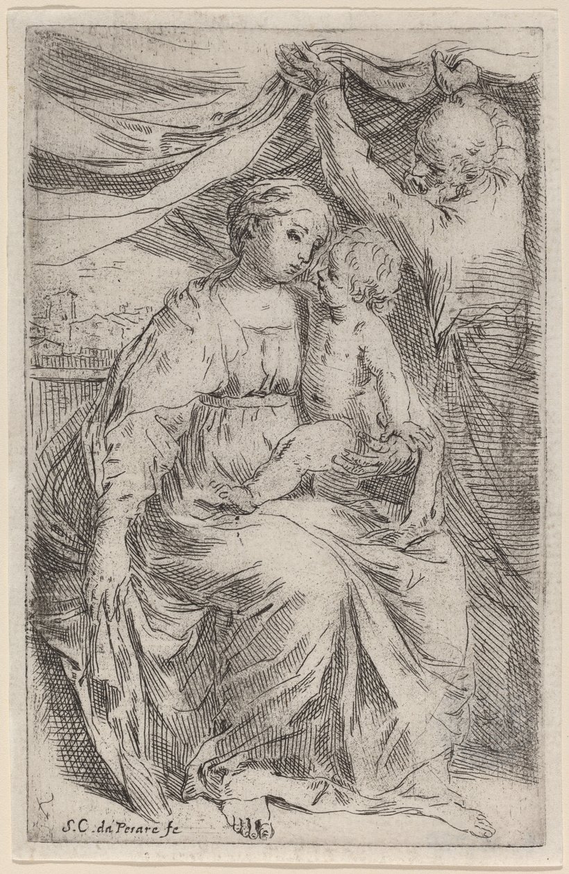 De Heilige Familie door Simone Cantarini