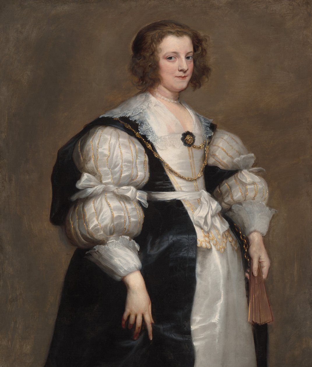 Dame met een waaier door Sir Anthony van Dyck