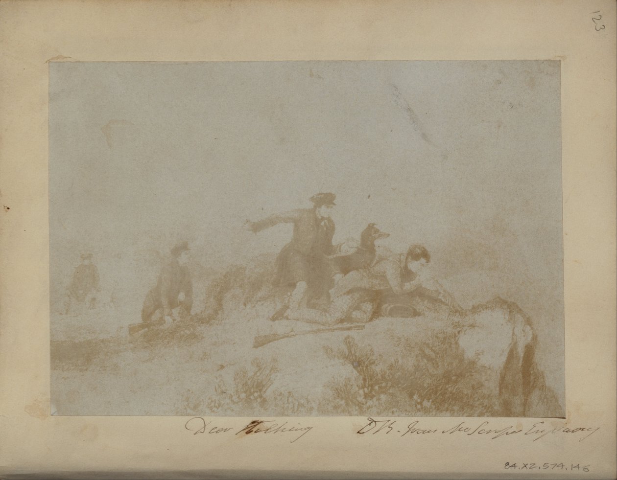 Hertenjacht, van een Gravure door Sir David Brewster