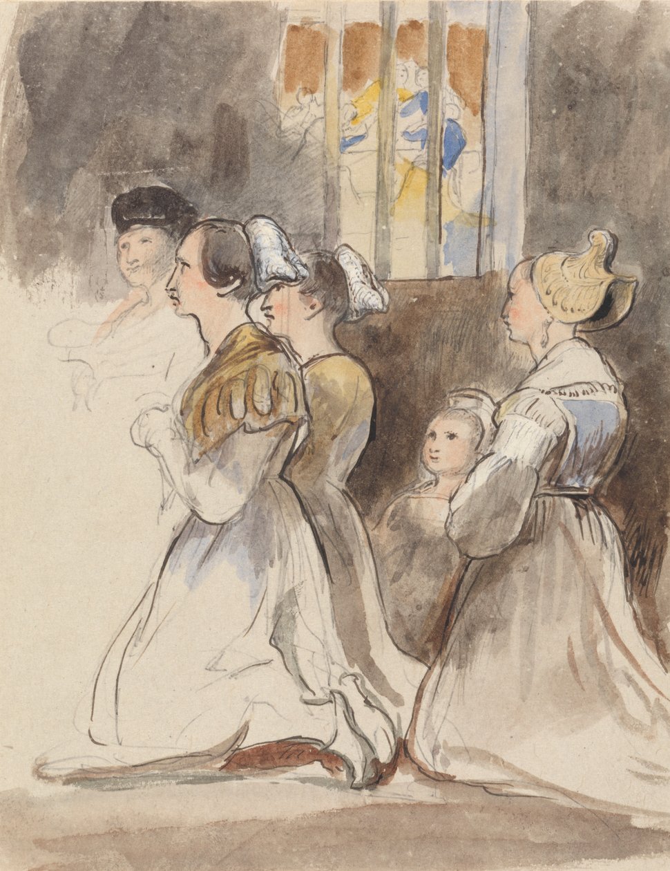 Een Groep Vrouwen bij de Mis door Sir David Wilkie