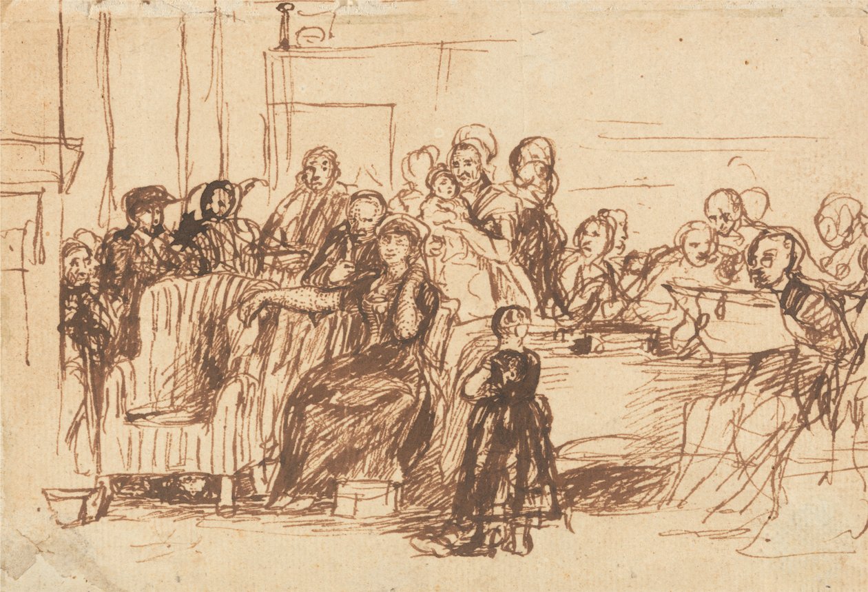 Schets voor "Het voorlezen van het testament" door Sir David Wilkie