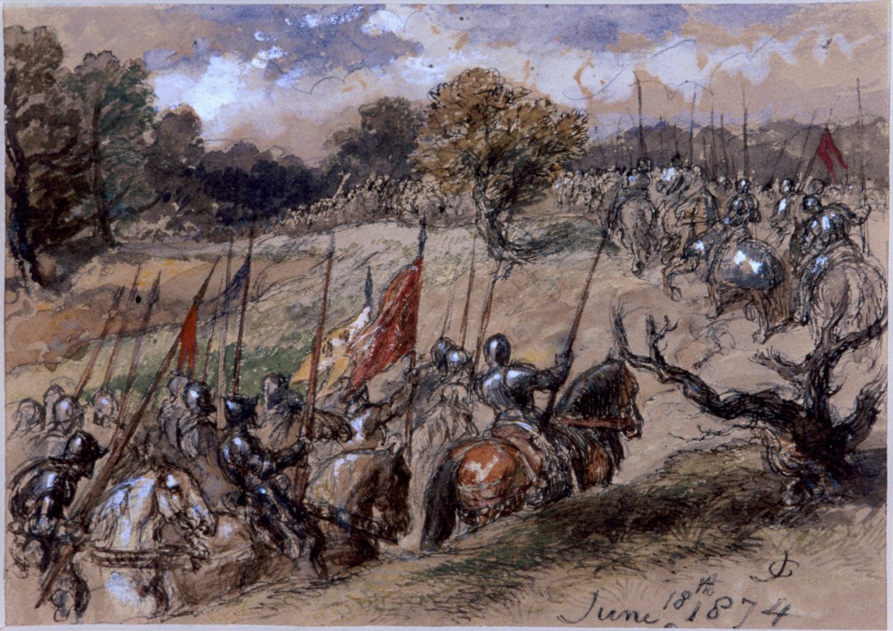 Op de mars, 1874 door Sir John Gilbert